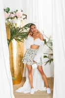 Fusta pantaloni Sexy cu imprimeu floral & curea care se leaga