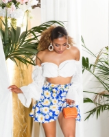 Fusta pantaloni Sexy cu talie inalta curea care se leaga