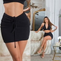 Fuste mini sexy cu talie inalta fronseuri