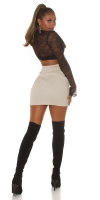 Fuste mini Sexy cu talie inalta striatii tricot