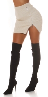 Fuste mini Sexy cu talie inalta striatii tricot