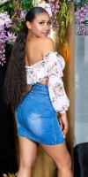 Fuste Sexy cu talie inalta nasturi-Down Denim fundita