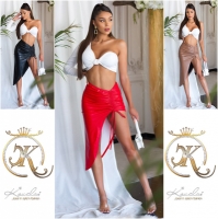 Fuste sexy piele ecologica cu XL crapatura pe picior