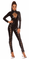 Helanca sexy LatexLookJumpsuit w. siret