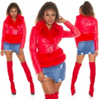 Jachete dama cu blana artificiala Sexy piele ecologica Biker
