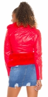 Jachete dama cu blana artificiala Sexy piele ecologica Biker