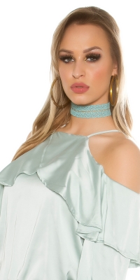 la moda model crosetat choker cu auriu thread