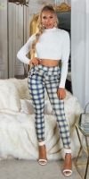Pantaloni colanti Sexy cu talie inalta checked model