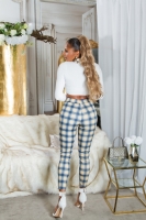 Pantaloni colanti Sexy cu talie inalta checked model