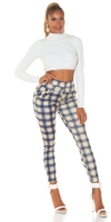 Pantaloni colanti Sexy cu talie inalta checked model