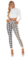 Pantaloni colanti Sexy cu talie inalta checked model