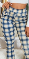 Pantaloni colanti Sexy cu talie inalta checked model