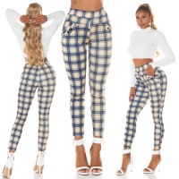 Pantaloni colanti Sexy cu talie inalta checked model