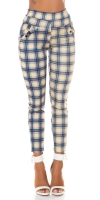 Pantaloni colanti Sexy cu talie inalta checked model