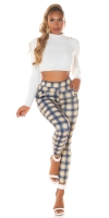 Pantaloni colanti Sexy cu talie inalta checked model