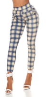 Pantaloni colanti Sexy cu talie inalta checked model