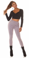 Pantaloni la moda cu talie inalta buzunare