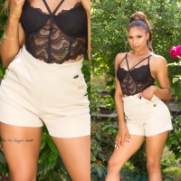 Pantaloni scurti sexy cu talie inalta buzunare