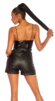 Pantaloni scurti Sexy cu talie inalta Paperbag piele ecologica