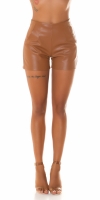 Pantaloni scurti Sexy cu talie inalta piele ecologica
