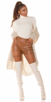 Pantaloni scurti Sexy cu talie inalta piele ecologica