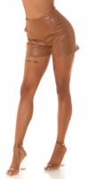 Pantaloni scurti Sexy cu talie inalta piele ecologica