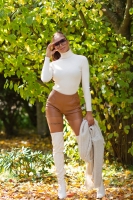 Pantaloni scurti Sexy cu talie inalta piele ecologica