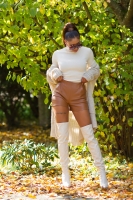 Pantaloni scurti Sexy cu talie inalta piele ecologica