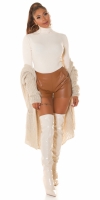 Pantaloni scurti Sexy cu talie inalta piele ecologica