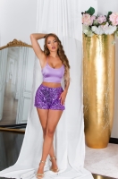 Pantaloni scurti sexy paiete cu talie inalta