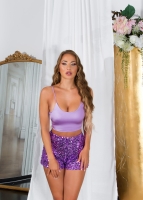 Pantaloni scurti sexy paiete cu talie inalta