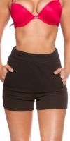 Pantaloni scurti sexy talie inalta cu buzunare