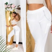 Pantaloni sexy Cargo Style cu lanturi