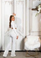 Pantaloni sexy cu talie inalta evazati auriu nasturi