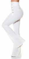 Pantaloni sexy cu talie inalta evazati auriu nasturi