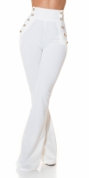 Pantaloni sexy cu talie inalta evazati auriu nasturi
