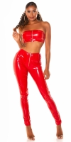 Pantaloni sexy cu talie inalta Latex look fermoar