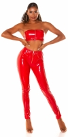 Pantaloni sexy cu talie inalta Latex look fermoar