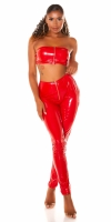 Pantaloni sexy cu talie inalta Latex look fermoar