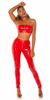 Pantaloni sexy cu talie inalta Latex look fermoar