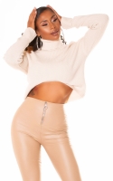 Pantaloni Sexy cu talie inalta piele ecologica fermoar