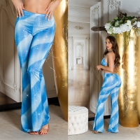 Pantaloni sexy de petrecere evazati cu sclipici gradient