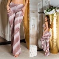 Pantaloni sexy de petrecere evazati cu sclipici gradient