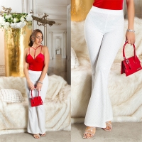 Pantaloni sexy evazati cu talie inalta sclipici
