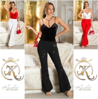 Pantaloni sexy evazati cu talie inalta sclipici