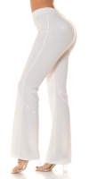 Pantaloni sexy evazati cu talie inalta sclipici