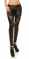 Pantaloni sexy piele ecologica cu dantela