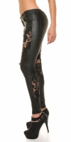 Pantaloni sexy piele ecologica cu dantela
