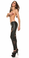 Pantaloni sexy piele ecologica cu dantela