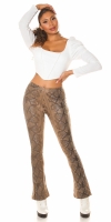 Pantaloni Sexy piele ecologica highwaisted evazati cu imprimeu de sarpe